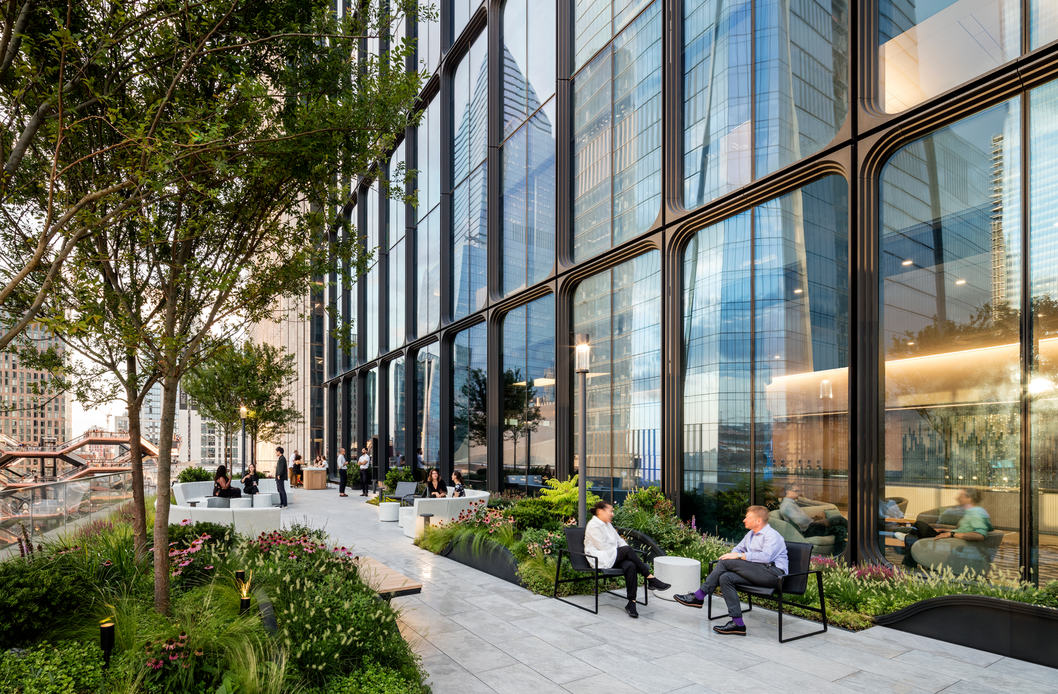 people on terrace at hudson yards office